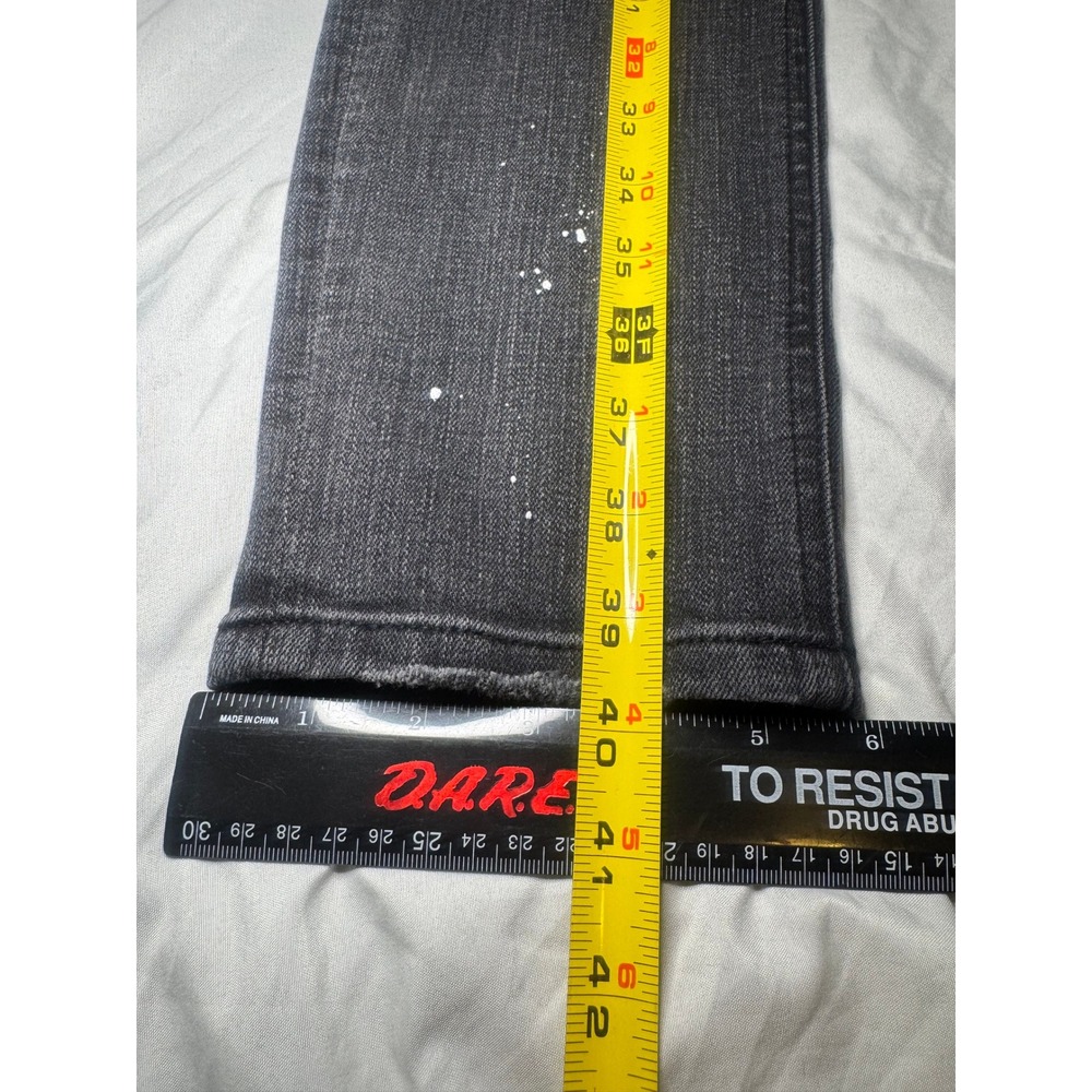 Heroes Motors Super Slim Biker Jeans Mens 30x32 Black Paint Splatter Moto Pants - Picture 5 of 7